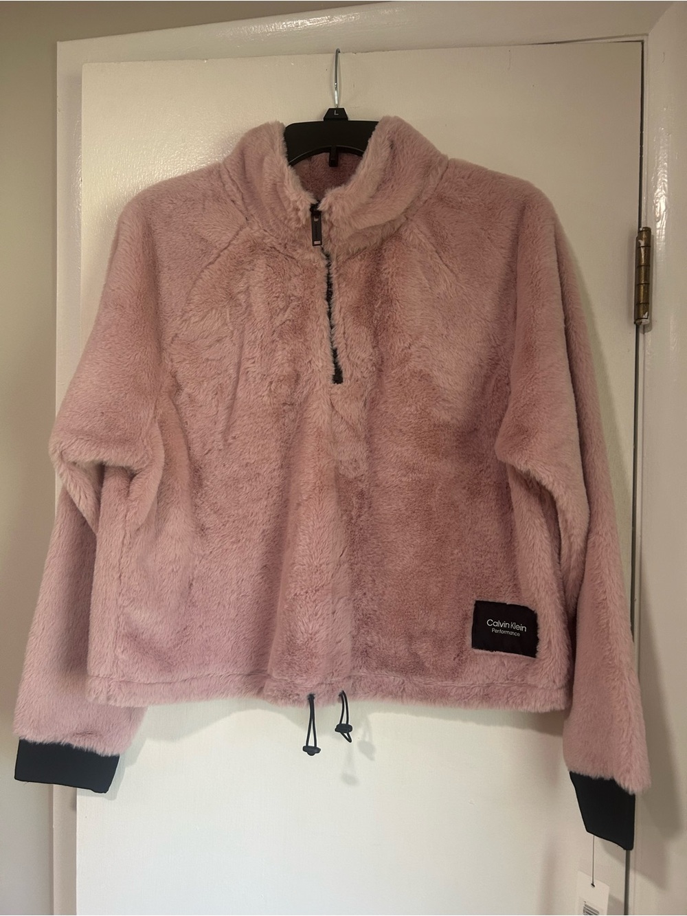 Calvin Klein Soft Pink Plush Half-Zip Teddy Pullover